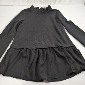 Beach Lunch Lounge XS black ruffle neck long sleeve - Shaina Knit Top